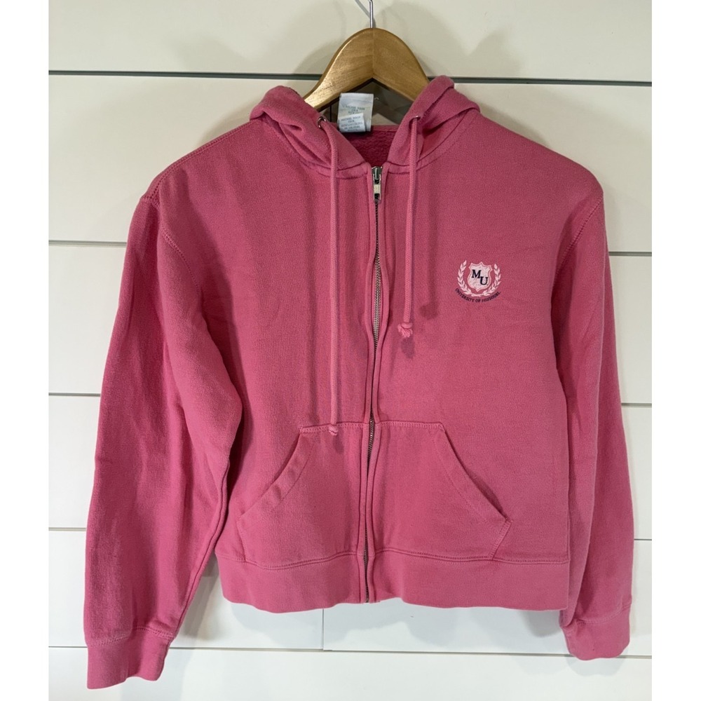 University of Missouri Hooded Zip Up Sweatshirt Jacket Women Size S Pink Hoodie